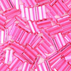 Preciosa Czech Bugles Beads size 3 - Silverlined Dyed Fuchsia (loose)