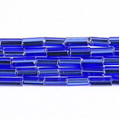 Preciosa Czech Bugle Beads size 2  - Silverlined Sapphire (Strung)