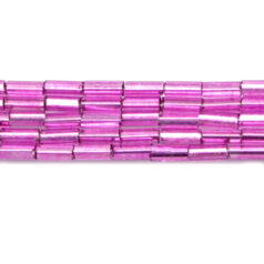 Preciosa Czech Bugle Beads size 2  - Silverlined dyed Purple (strung)