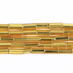 Preciosa Czech Bugle Beads size 2  - Silverlined Dark Gold (strung)