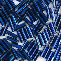 Preciosa Czech Bugles Beads size 3 - Silverlined Montana Blue (loose)