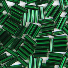 Preciosa Czech Bugles Beads size 3 - Silverlined Emerald (loose)