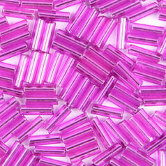Preciosa Czech Bugles Beads size 3 - Silverlined Fuschia (loose)