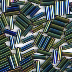 Preciosa Czech Bugles Beads size 3 - Iris Green (loose)