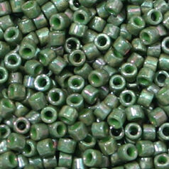 Miyuki Delica - Size 11/0 - Pink Lustre Opaque Moss Green DB-131