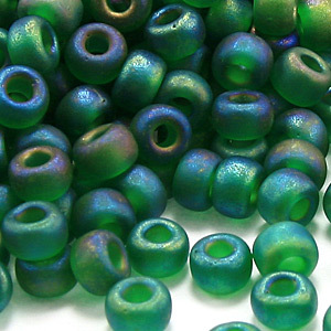 Miyuki Japanese Seed Bead, E bead size 5mm - Transparent Matte Iris Green (Hole size 2mm)