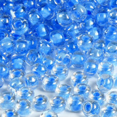 Czech Seed Beads, 6/0 - Lustre Terra Colourlined Pale Blue (loose)