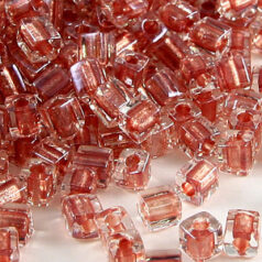 Miyuki Japanese Seed Bead, Square 4x4x4mm (Hole size 1.5mm) - Metallic Rose Lined Crystal