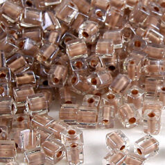 Miyuki Japanese Seed Bead, Square 4x4x4mm (Hole size 1.5mm) - Beige Lined Crystal