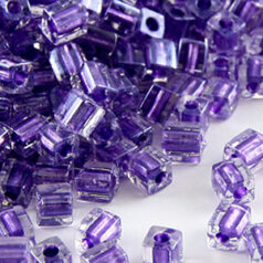 Miyuki Japanese Seed Bead, Square 4x4x4mm (Hole size 1.5mm) - Metallic Purple Lined Crystal