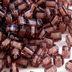 Miyuki Japanese Seed Bead, Square 4x4x4mm (Hole size 1.5mm) - White Lined Light Amethyst