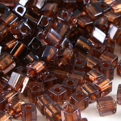 Miyuki Japanese Seed Bead, Square 4x4x4mm (Hole size 1.5mm) - Brown Lined Light Amethyst