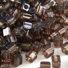 Miyuki Japanese Seed Bead, Square 4x4x4mm (Hole size 1.5mm) - Grey Lined Light Amethyst