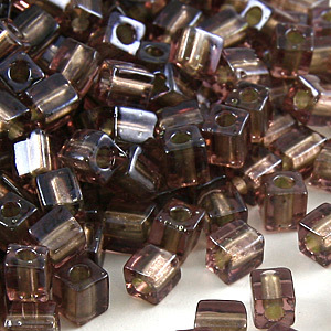 Miyuki Japanese Seed Bead, Square 4x4x4mm (Hole size 1.5mm) - Grey Lined Light Amethyst