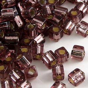 Miyuki Japanese Seed Bead, Square 4x4x4mm (Hole size 1.5mm) - Silverlined Purple