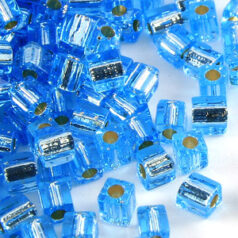 Miyuki Japanese Seed Bead, Square 4x4x4mm (Hole size 1.5mm) - Silverlined Light Sapphire
