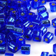 Miyuki Japanese Seed Bead, Square 4x4x4mm (Hole size 1.5mm) - Silverlined Cobalt