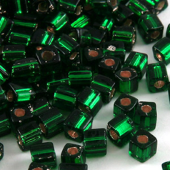 Miyuki Japanese Seed Bead, Square 4x4x4mm (Hole size 1.5mm) - Silverlined Teal