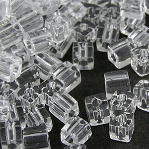 Miyuki Japanese Seed Bead, Square 4x4x4mm (Hole size 1.5mm) - Transparent Crystal