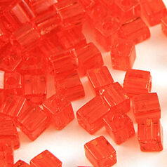 Miyuki Japanese Seed Bead, Square 4x4x4mm (Hole size 1.5mm) - Transparent Orange