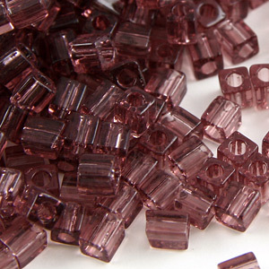 Miyuki Japanese Seed Bead, Square 4x4x4mm (Hole size 1.5mm) - Transparent Purple