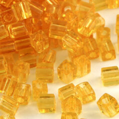 Miyuki Japanese Seed Bead, Square 4x4x4mm (Hole size 1.5mm) - Transparent Amber