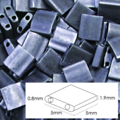 Miyuki Japanese Seed Bead, Tila Glass Bead, 5x5x1.9mm square 2 holes (Hole size 0.8mm) - Denim Blue Matte