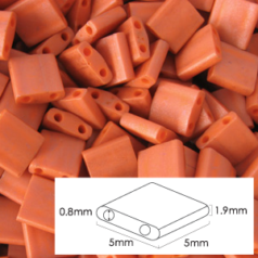 Miyuki Japanese Seed Bead, Tila Glass Bead, 5x5x1.9mm square 2 holes (Hole size 0.8mm) - Burnt Orange Matte Opaque