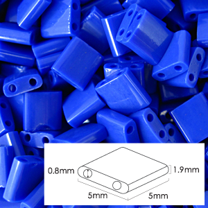 Miyuki Japanese Seed Bead, Tila Glass Bead, 5x5x1.9mm square 2 holes (Hole size 0.8mm) - Dark Blue Opaque