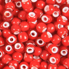 Preciosa Czech Seed Beads, White Hearts size 5/0 - Red