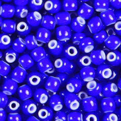 Preciosa Czech Seed Beads, White Hearts size 5/0 - Cobalt
