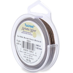 Artistic Wire, Twisted Round, 18 Gauge - Antique Brass (5 yards per spool)