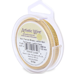 Artistic Wire, Twisted Round, 18 Gauge - Tarnish Resistant / Non-Tarnish Brass (5 yards per spool)