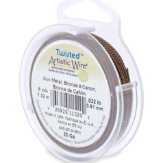Artistic Wire, Twisted Round, 20 Gauge - Antique Brass (8 yards per spool)