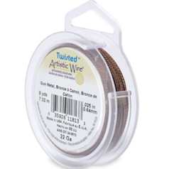 Artistic Wire, Twisted Round, 22 Gauge - Antique Brass (8 yards per spool)