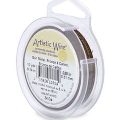 Artistic Wire, Twisted Round, 24 Gauge - Antique Brass (10 yards per spool)