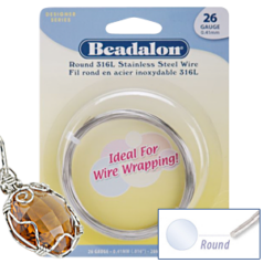 Beadalon 316L Stainless Steel Round Wire 26ga - Bright (20 meter/spool)