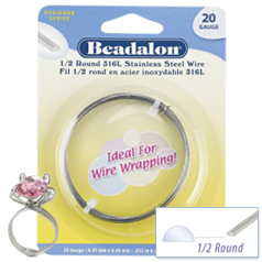Beadalon 316L Stainless Steel Half Round Wire 20ga - Bright (9 meter/spool)