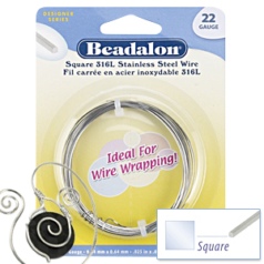 Beadalon 316L Stainless Steel Square Wire 22ga - Bright (6.5 meter/spool)