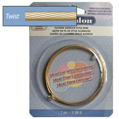 Beadalon German Style Wire, Twisted Pattern, Non-Tarnish Brass, 18 Gauge (0.04"), 1.5 Meter/Spool