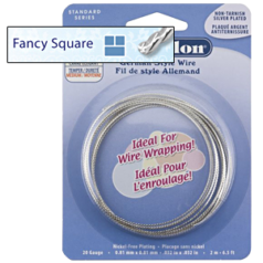 Beadalon German Style Wire, Fancy Square, Silver Plated, 20 Gauge(0.032"), 2 Meter/Spool