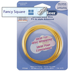 Beadalon German Style Wire, Fancy Square, Non Tarnish Brass, 20 Gauge (0.032"), 2 Meter/Spool
