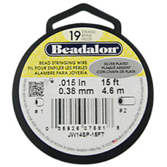 BEADALON 19 Strand Wire .015" Diameter SILVER PLATED, 15 FEET