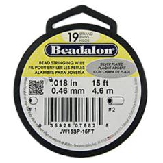 BEADALON 19 Strand Wire .018" Diameter SILVER PLATED, 15 FEET