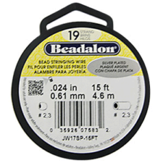 BEADALON 19 Strand Wire .024" Diameter SILVER PLATED, 15 FEET