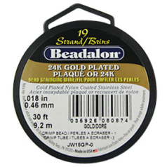BEADALON 19 Strand Wire .018" Diameter GOLD PLATED, 30 FEET