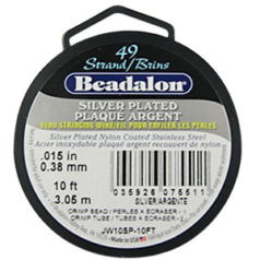 BEADALON 49 Strand Wire .015" Diameter SILVER PLATED, 10 FEET