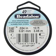 BEADALON 49 Strand Wire .024" Diameter SILVER PLATED, 10 FEET