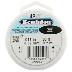 BEADALON 49 Strand Wire .015" Diameter BLACK, 30 FEET