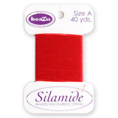 Thread, Beazu Silamide -  2-ply Waxed Nylon - Size "A"- Red